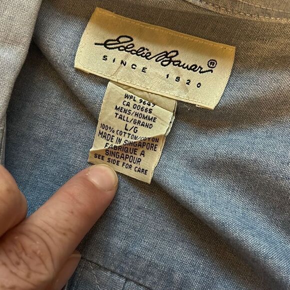 Eddie Bauer Mens Short Sleeve‎ Button Down Cotton Shirt Large tall 100% cotton - Picture 5 of 6